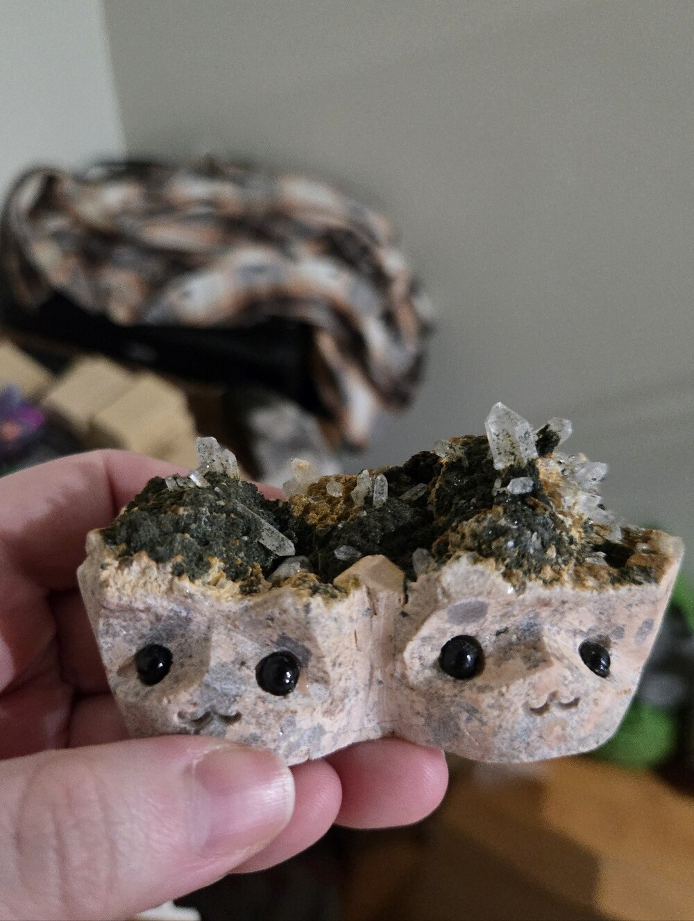 Quartz & Sparkly Pyrite Twins Double Trouble Crystal Hedgie Buddy